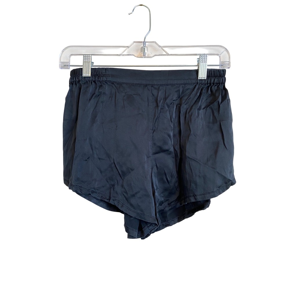 Quince 100% Silk Sleep Shorts Black Elastic Waist Small